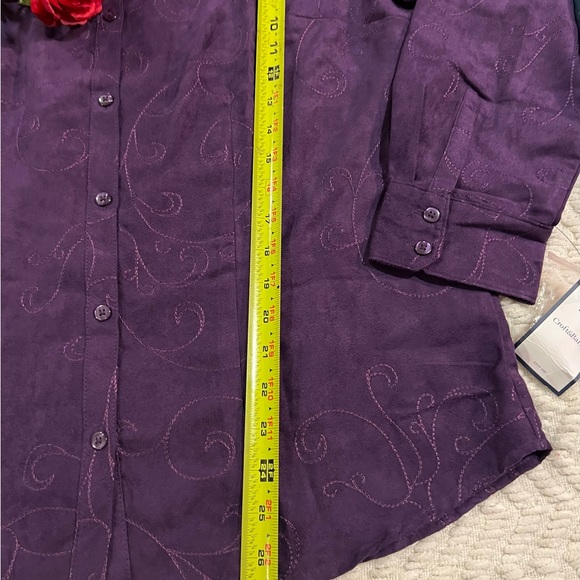Croft and Barrow Size M Long Sleeve Button Front Blouse Blue - Purple Lot 2 New - Picture 7 of 13